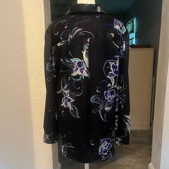 Chico’s Blouse Women’s Size 1 (M) Floral Print Button Front Tunic​ - Picture 4 of 12